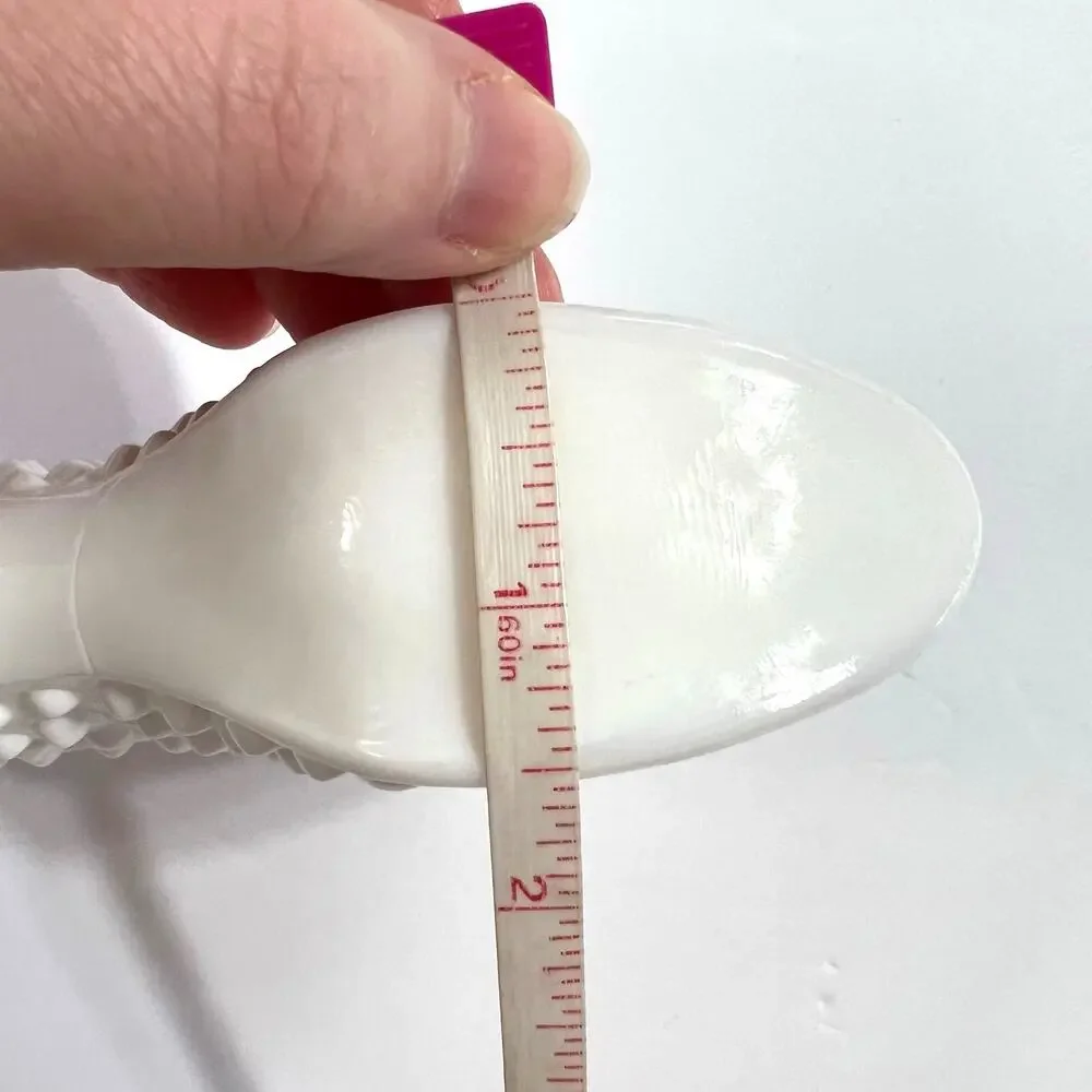 Vintage Fenton Victorian Hobnail White Milk Glass Shoe Slipper Boot Cat Kitten